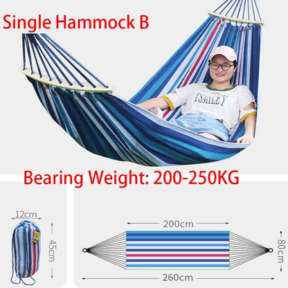 Outdoor Canvas Camping Hammock – Anti-Rollover Portable Thick Fabric Single/Double with Carry Bag