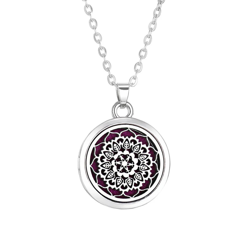 Tree of Life Aromatherapy Necklace – Stainless Steel Essential Oil Diffuser Locket Pendant