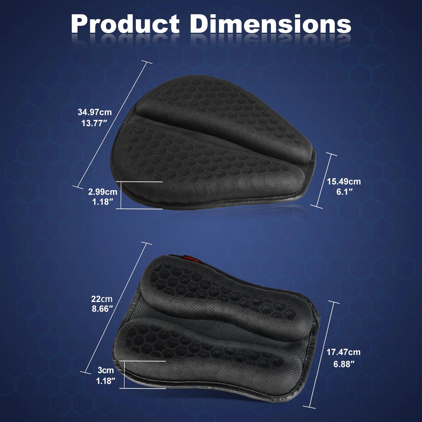3D Honeycomb Gel Motorcycle Seat Cushion — Anti-Slip, Pressure Relief Ride Pad, Universal Moto Accessory