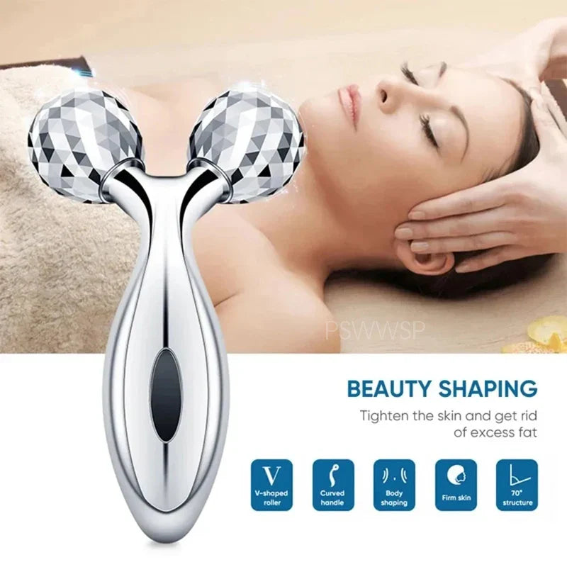 3D Facial Roller Massager — Manual Beauty Device for Muscle Lifting & Skin Care, for Women & Men