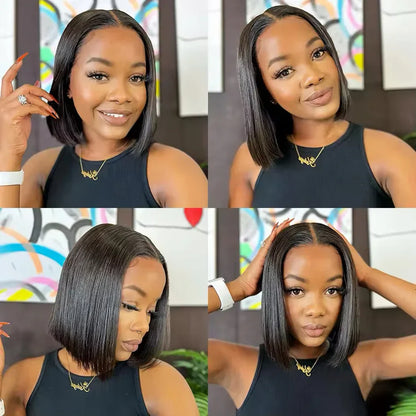 Raw Vietnamese Human Hair Lace Front Wig – 13x6 Bob, Straight Natural Black, 250% Density, 100% Human Hair