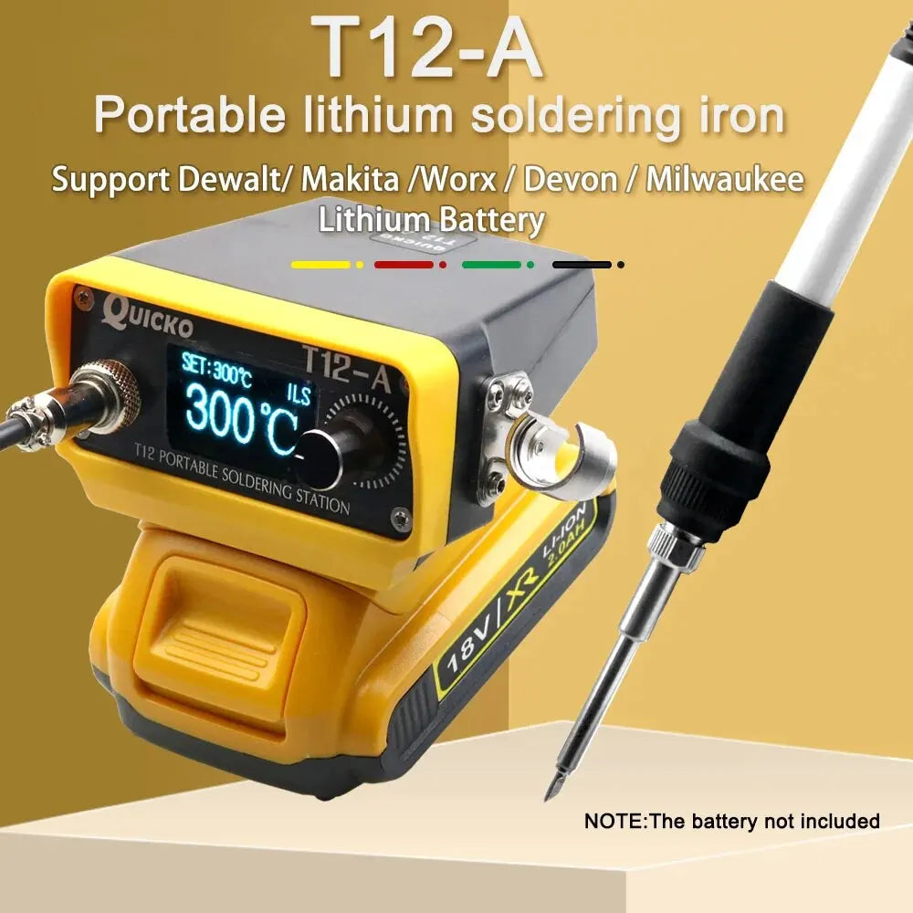 72W T12 Cordless Soldering Station – Compatible with Dewalt, Makita, Milwaukee, Worx 20V Max Li-ion Batteries, DIY Repair Tool
