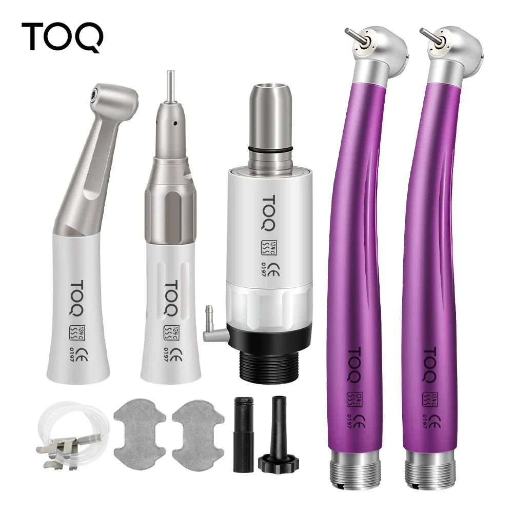 Dental High & Low Speed Handpiece Kit — Straight & Contra Angle Air Turbine with 2/4 Hole M4/B2 for Full Dental Equipment Set