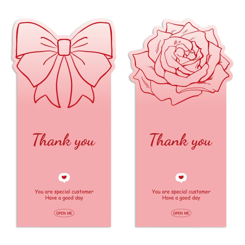 50pcs Pink Bowknot Thank You Stickers - Cute Rose Gift Box Sealing Labels for Decorative Packaging & Presents