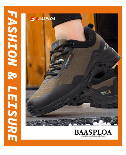 Baasploa Men's Waterproof Hiking Shoes – Anti-Skid, Wear-Resistant Outdoor Sneakers for Travel & Sports