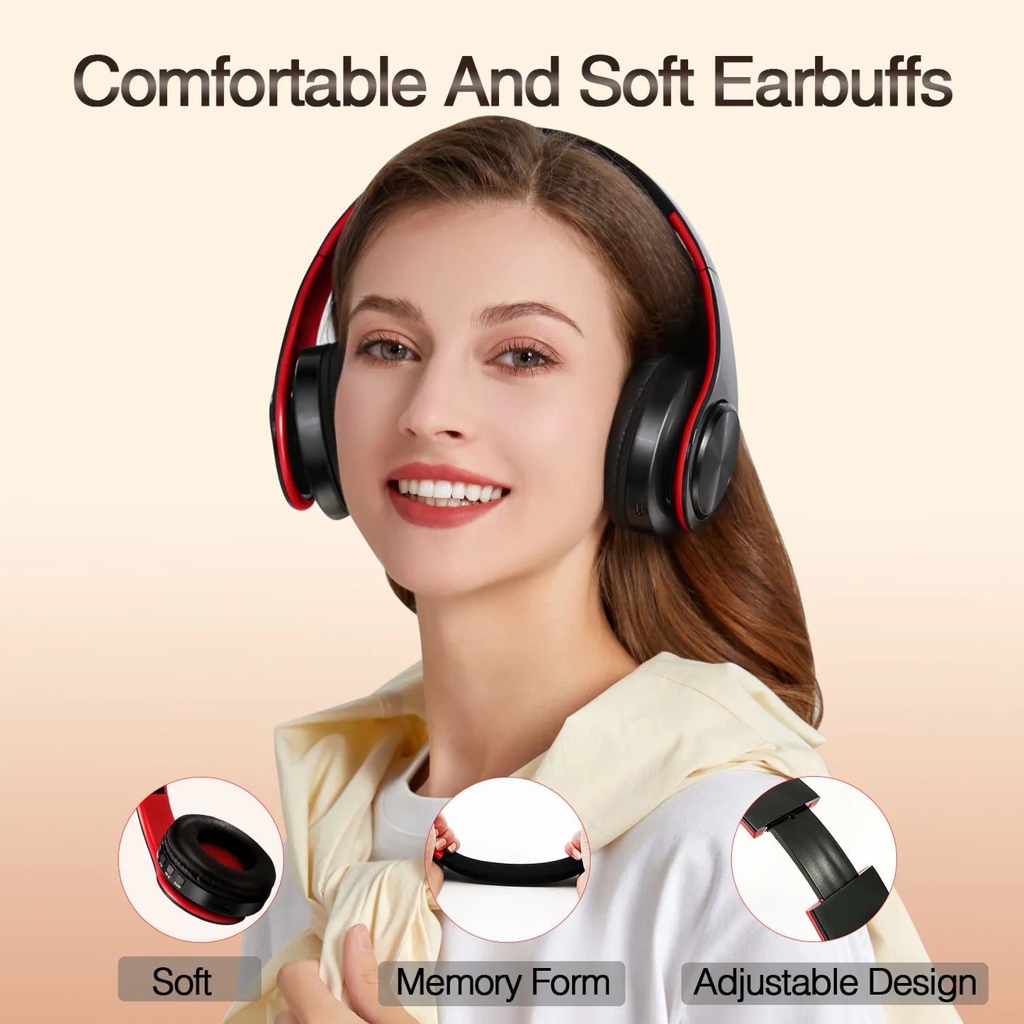 CATASSU Over-Ear Bluetooth Headphones – Wireless Stereo Headset with Mic & Soft Leather Earmuffs for PC, TV, Cell Phones