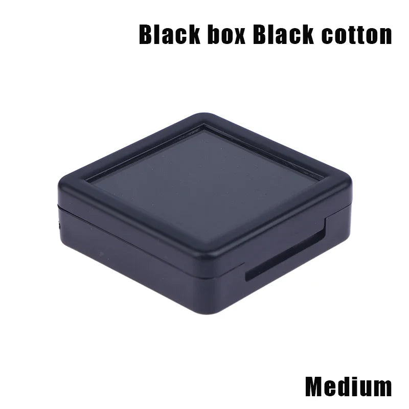Transparent Glass Lid Gem Storage Box – Jewelry Display Case for Diamonds, Gemstones & Pendants Holder Container