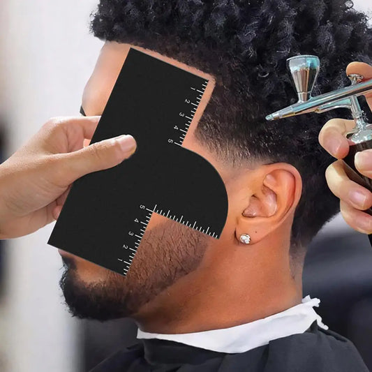 1/2Pcs Men’s Hair Styling Template – Barber Haircut Card with Measurement Indicator & Beard Lineup Guide