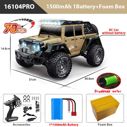 ZWN 1:16 4WD RC Monster Truck – 70KM/H High-Speed Drift Remote Control Car with LED for Kids, vs Wltoys 144001