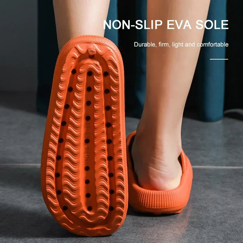 4cm Thick Sole EVA Cloud Slippers – Height Increasing Non-Slip Bathroom & Indoor Summer Sandals for Couple Home Use