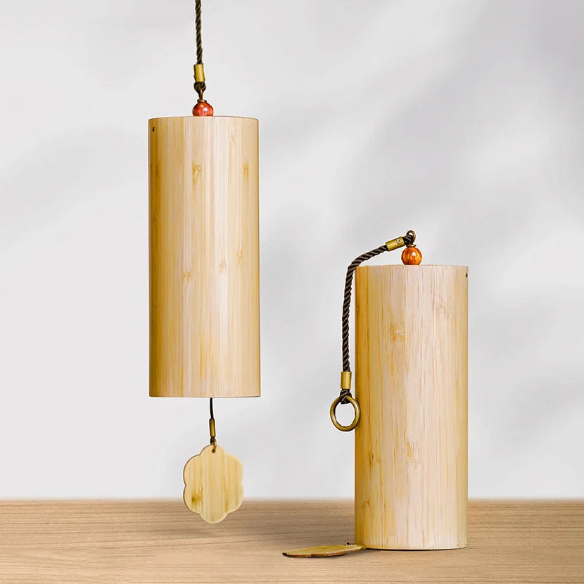 Hluru Bamboo Wind Chime - 8 Tone Rods for Zen Meditation, Home & Garden Patio Hanging Ornaments (C, G, Am, Dm Chords)