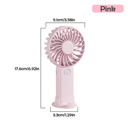Portable Mini USB Fan – Handheld & Desktop Fan with Phone Holder, 3-Speed Adjustable Wind, Long Battery Life, Multi-Function Cooling Fan