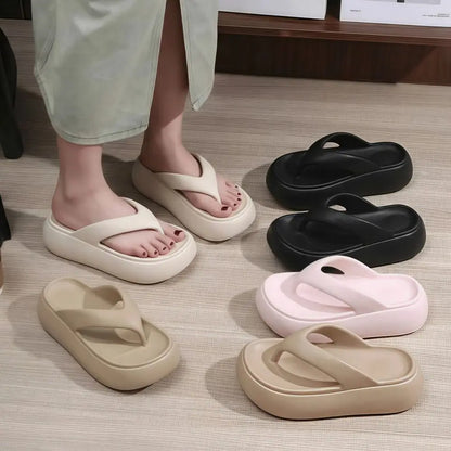 Height-Increasing Platform Slippers - 5CM EVA Non-Slip Lightweight Beach Sandals for Women