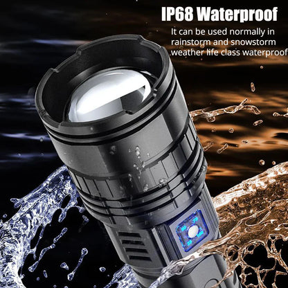 1000W Tactical LED Flashlight – Built-in 15000mAh Battery Emergency Spotlight, 9km Beam, 990,000,000LM Super Bright Torch