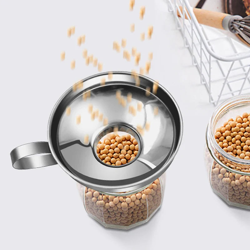 Popular Stainless Steel Wide Mouth Canning Funnel - 2 Sizes, Salad Dressing and Liquid Hopper Filter for Kitchen Tools