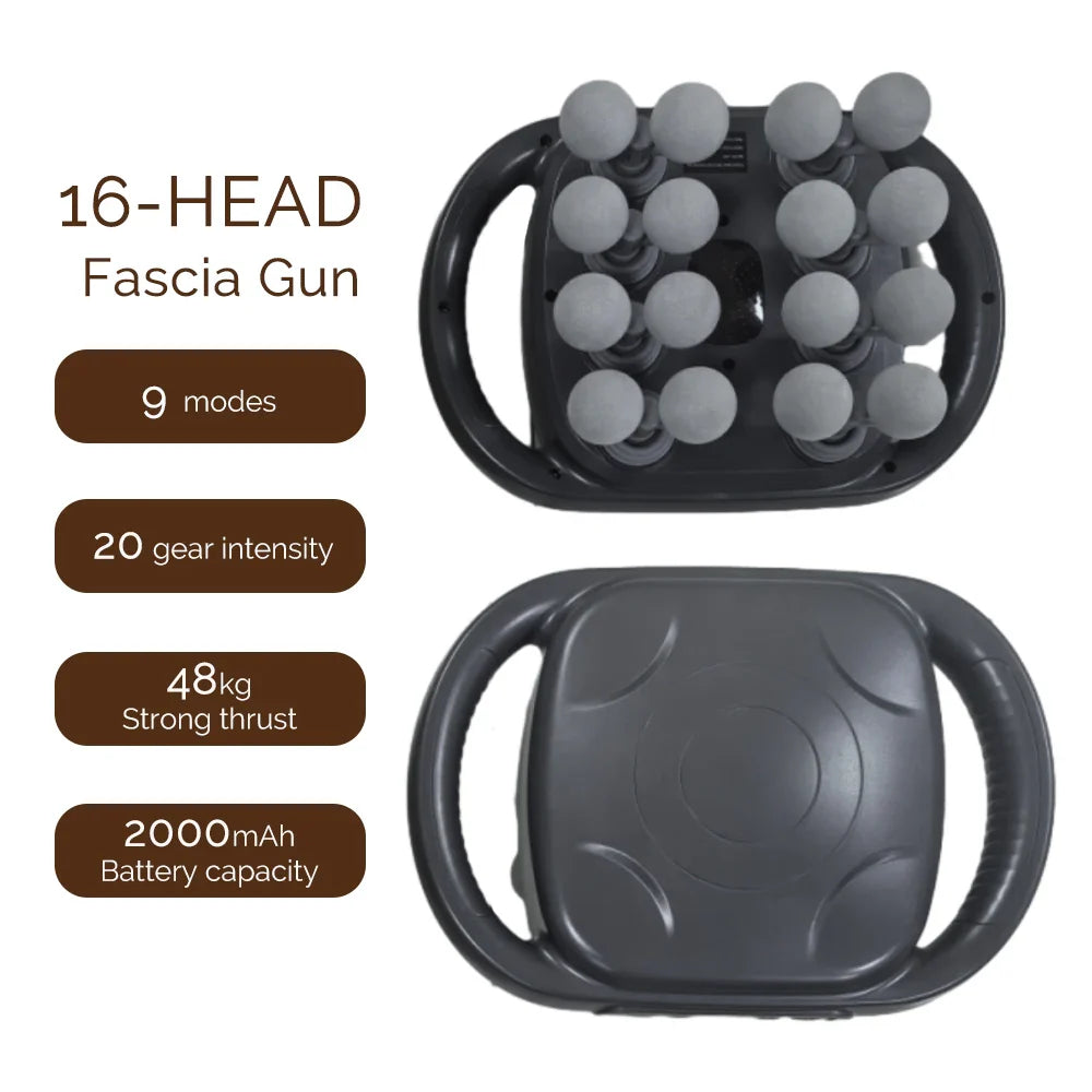 16-Head Fascia Massage Gun – High-Frequency Vibration Body Massager for Back, Waist, Neck, and Shoulders, Muscle Relief