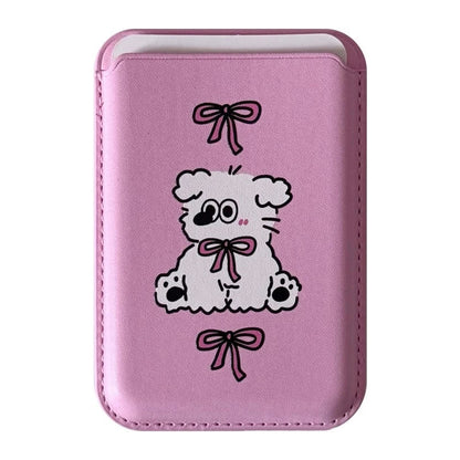 Cute Dog Cartoon Magnetic Phone Card Holder – Back Case Wallet for iPhone 15/14 with MagSafe Slot for ID & Bank Cards