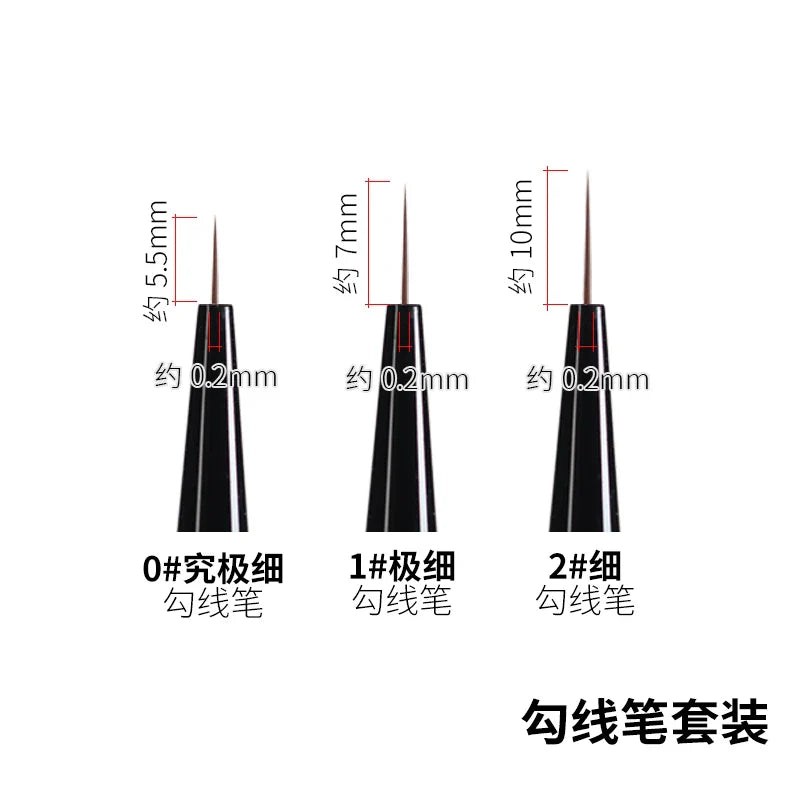 RAYSTUDIO Ultra-Fine Modeling Brush Set #0 #1 #2 – Precision Outline Pen & Script Liner Brushes for Hobby Painting and Detailing