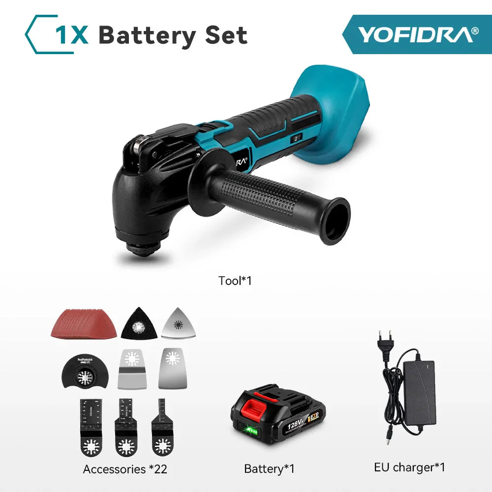 YOFIDRA Cordless Oscillating Multi-Tool – 6-Speed Electric Cutting, Polishing & Trimming Machine for 18V/21V Battery
