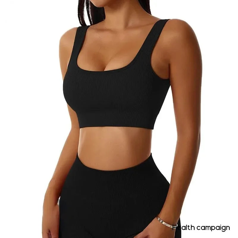 Women’s Seamless Yoga Sports Bra - Backless Fitness Crop Vest for Gym, Training & Outdoor Workouts