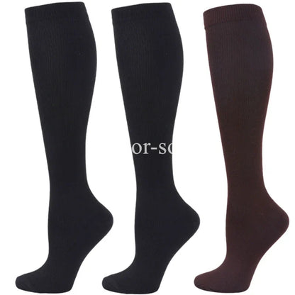 3 Pairs Knee High Compression Socks – Anti-Fatigue Support Stockings for Varicose Veins, Pain Relief & Sports Recovery (Men & Women)