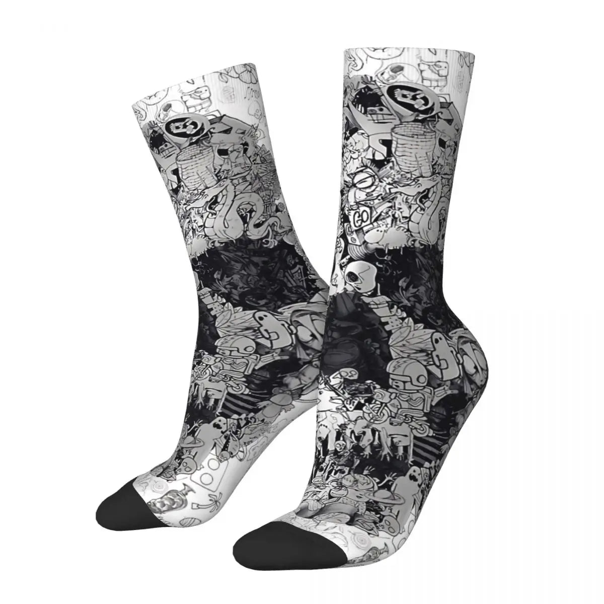 Funny Men’s Socks – Mexican Skull Vintage Harajuku Skeleton Hip Hop Crew Socks with Printed Pattern