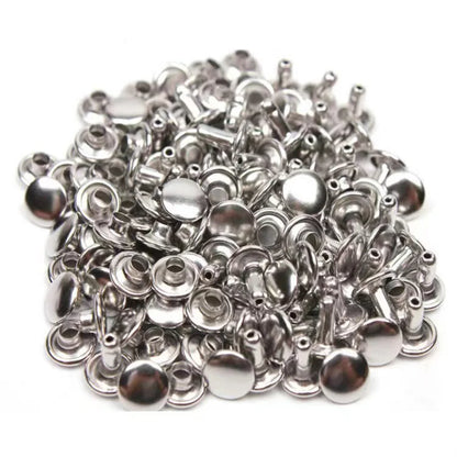 100 Sets Metal Double Cap Round Rivets 6-8mm – Nail Spike Studs for Leather Craft, Shoes, Bags & DIY Accessories