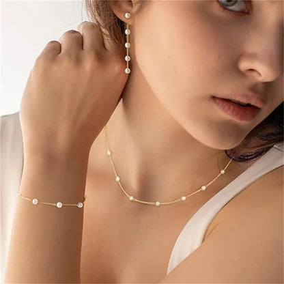 Unique Beaded Jewelry Set with Tassel Pearl Necklace – Retro Chain Choker for Women