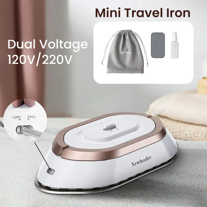 Portable Handheld Mini Electric Dry Iron - Dual-Voltage Non-Steam Garment Iron for Clothes, Lightweight Travel Design