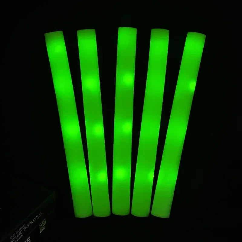 30/60/100/120Pcs RGB LED Glow Foam Sticks – Colorful Cheer Tubes for Dark Light, Birthday, Wedding, and Party Supplies