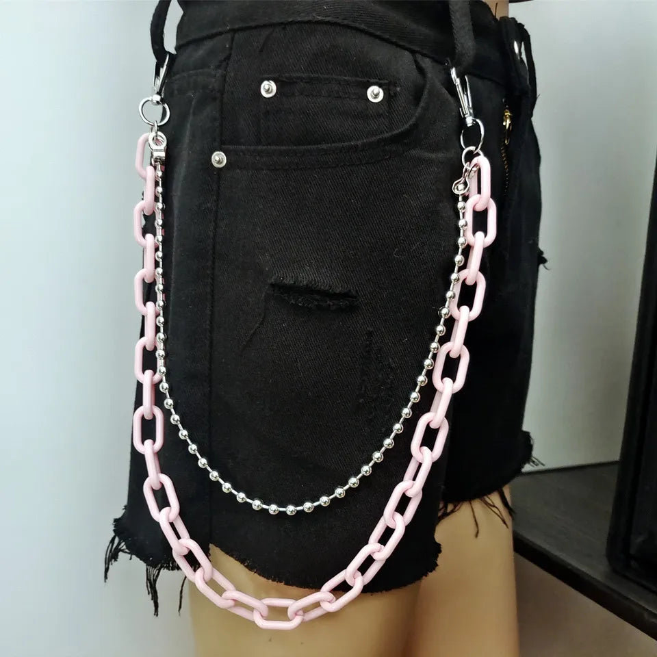 Punk Silver Waist Chain Belt – Hip-Hop Rock Metal Chain for Jeans & Pants Jewelry