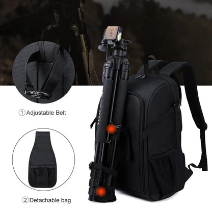 Large Waterproof Camera Backpack — DSLR & Video Tripod Bag with Rain Cover for Canon, Nikon, Sony, Pentax