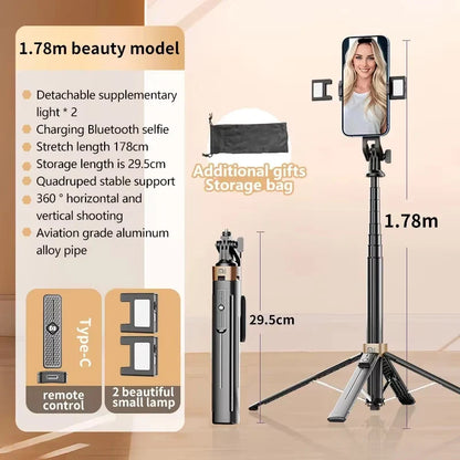 Xiaomi Tripod Selfie Stick – Bluetooth Mobile Tripod Stand with Remote Control, Ring Light & Telescopic Rod
