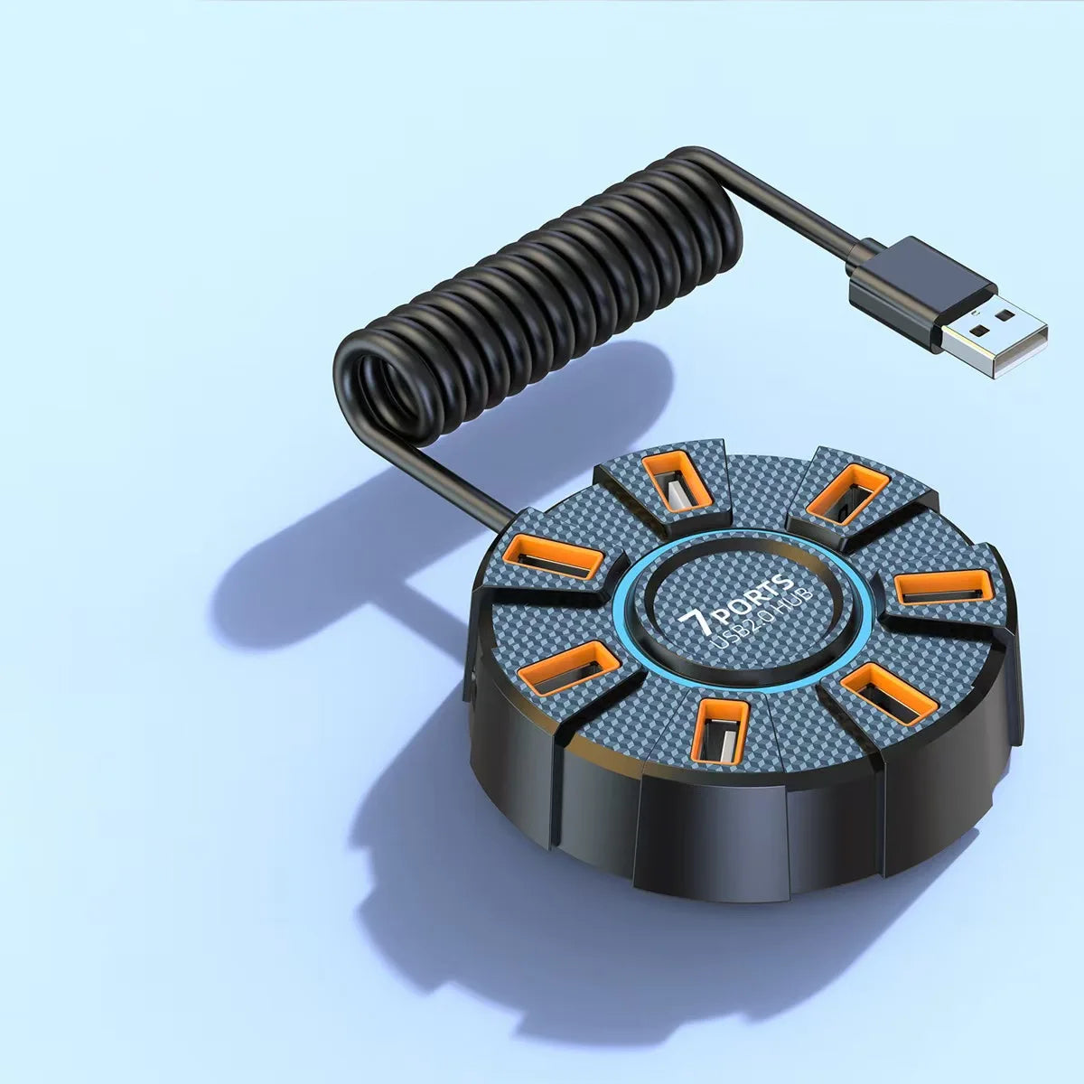 10-Port USB 2.0 Hub Adapter - High-Speed Multi USB Splitter & 7-Port Expander for PC and Laptop