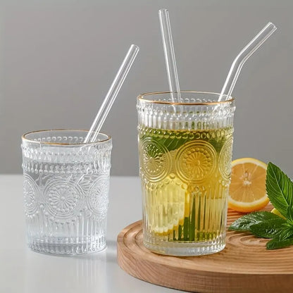 5-Piece Set: Heat Resistant Glass Straws with Cleaning Brush - Reusable & Perfect for Smoothies, Milkshakes, Tea, Juice