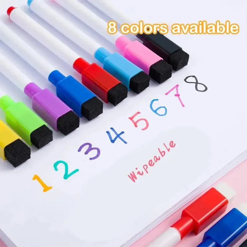 8pcs Magnetic Whiteboard Markers - Erasable Color Pens with Numbering for Office, School & Teaching Supplies
