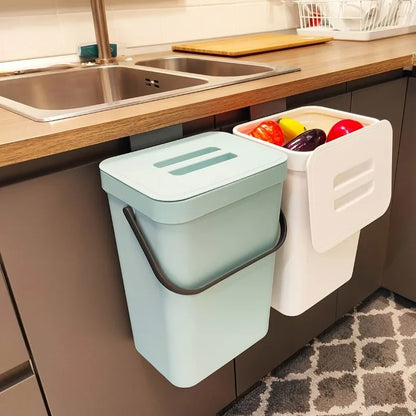 Space-Saving Quiet-Close Trash Can, 3/5L Eco-Friendly Sealed Bin for Kitchen & Office, No Electricity Needed
