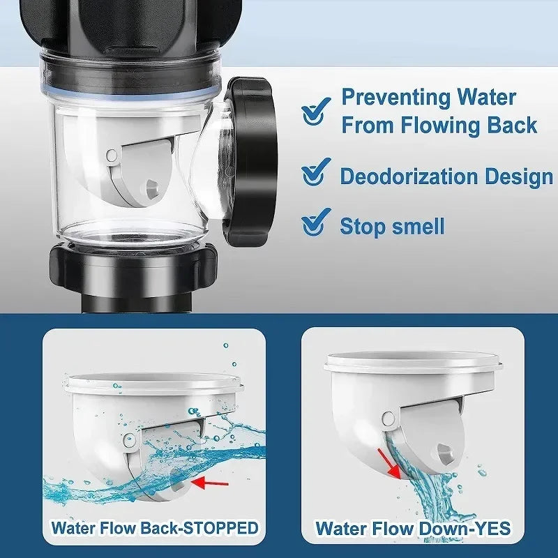 Flip-Top Kitchen Sink Drain with Retractable Deodorizing Filter - Anti-Clogging Flexible Downspout Bathroom Sink Accessory