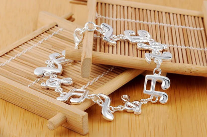 Musical Note 925 Sterling Silver Bracelet - Elegant Fashion Jewelry Gift for Women, Girls & Special Occasions