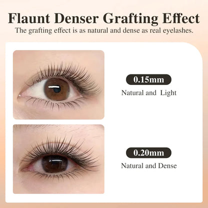 NAGARAKU Flat Ellipse Eyelash Extensions – L Curl Matte Charcoal Split Tip Lashes 0.15/0.20 Super Soft Natural Look