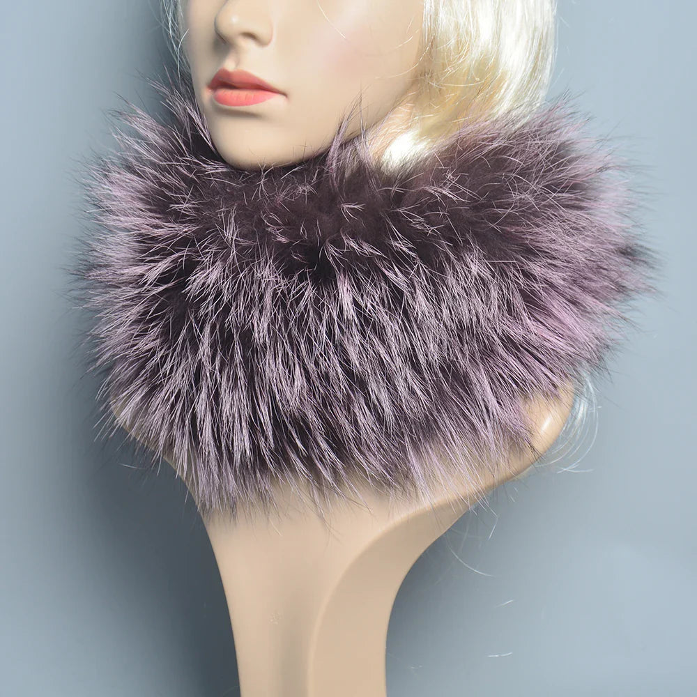 2025 Real Fox Fur Scarf and Headband – Luxury Winter Neck Warmer for Women, 100% Natural Fur, Elastic Ring Muffler