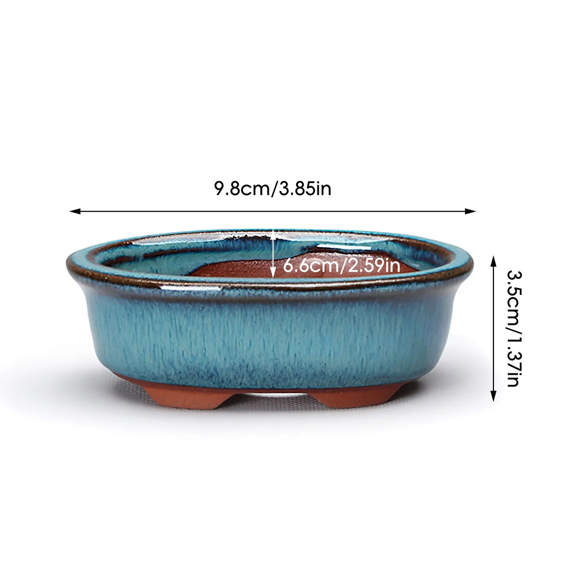 Breathable Ceramic Bonsai Pots - Stoneware Flowerpots with Drainage Holes for Garden Plants