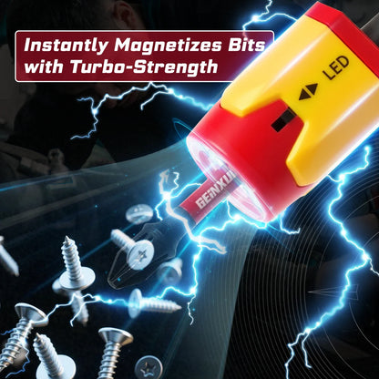 Geinxurn 3-Piece LED Screwdriver Bit Magnetizer - Magnetic & Demagnetizing Rings for 1/4-Inch Shank Bits