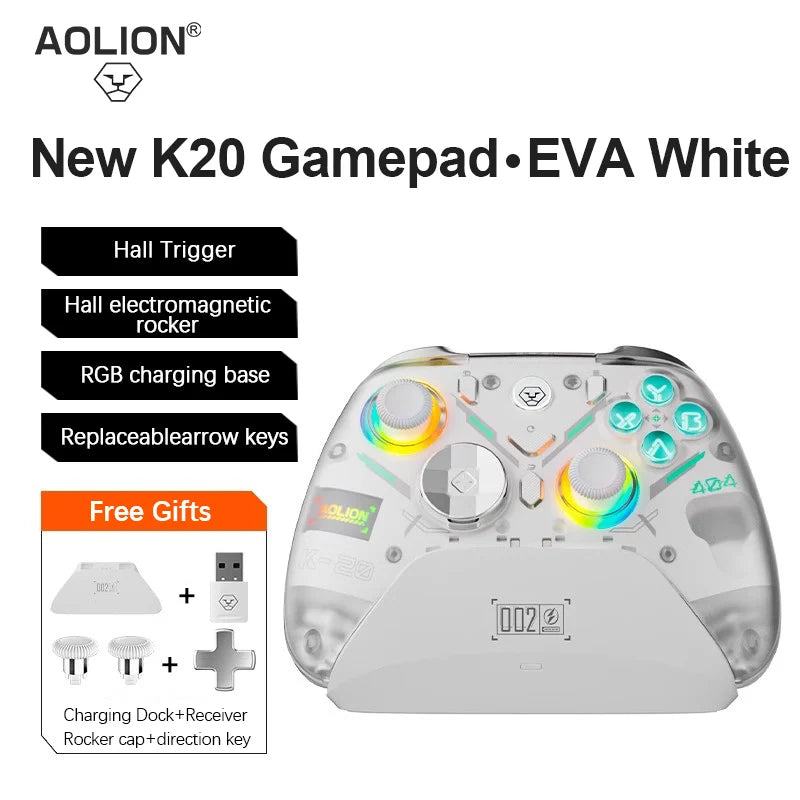 Aolion K10 RGB Wireless Gaming Controller – Gamepad with Charging Dock, Hall Effect Joystick & Trigger for Nintendo Switch 2/PC/Phone