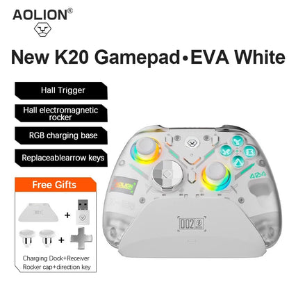 Aolion K10 RGB Wireless Gaming Controller – Gamepad with Charging Dock, Hall Effect Joystick & Trigger for Nintendo Switch 2/PC/Phone