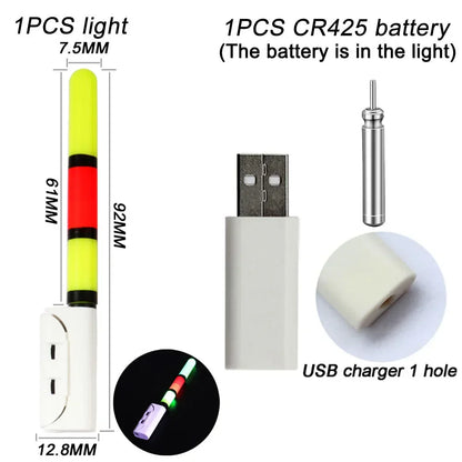 Fishing Electronic Rod Stick Flash Light with CR425 3.6V Lithium Battery – Waterproof LED Luminous Night Fishing Tackle with USB Rechargeable Light Stick Rod Accessory