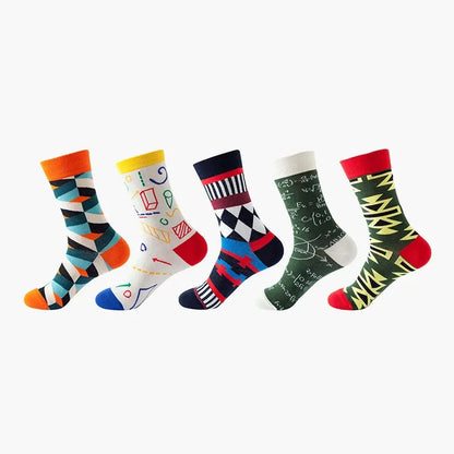 5-Pair Funny Printed Sports Socks - Harajuku Hip Hop Casual Fashion Socks for Men & Women