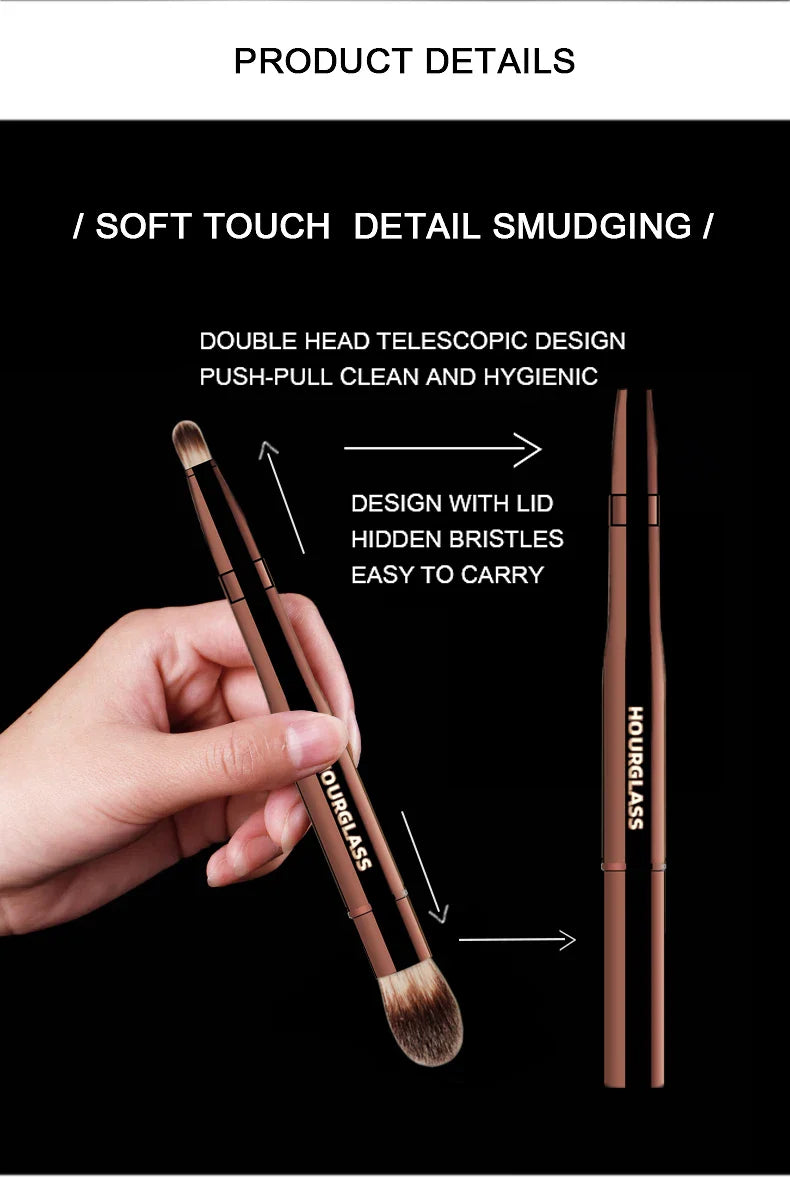 Hourglass No.28 Double-Head Retractable Makeup Brush – Multifunctional Concealer & Highlighter Face Brush