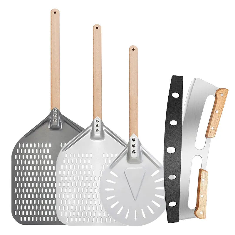 12/14 Inch Aluminum Perforated Pizza Shovel Peel with Detachable Handle - Nonstick Oven Baking Paddle Spatula Turners Accessories