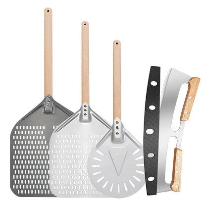12/14 Inch Aluminum Perforated Pizza Shovel Peel with Detachable Handle - Nonstick Oven Baking Paddle Spatula Turners Accessories